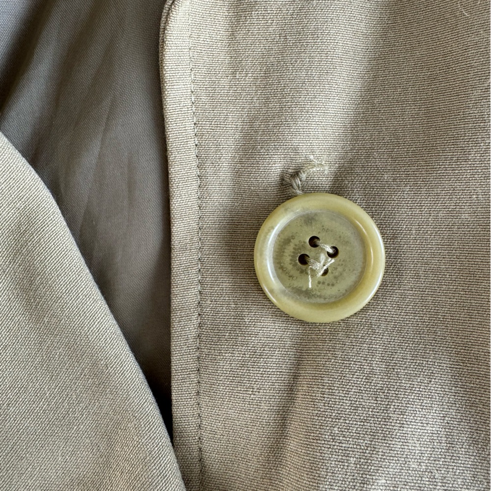 Vintage John Paul Richard Uniform Chartreuse Olive Green Short Trench Coat Sz 6 - Picture 11 of 12
